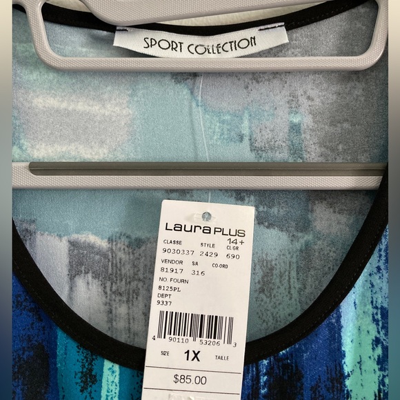 NWT Laura Plus Sport Collection Black and Blue Top - Picture 4 of 4